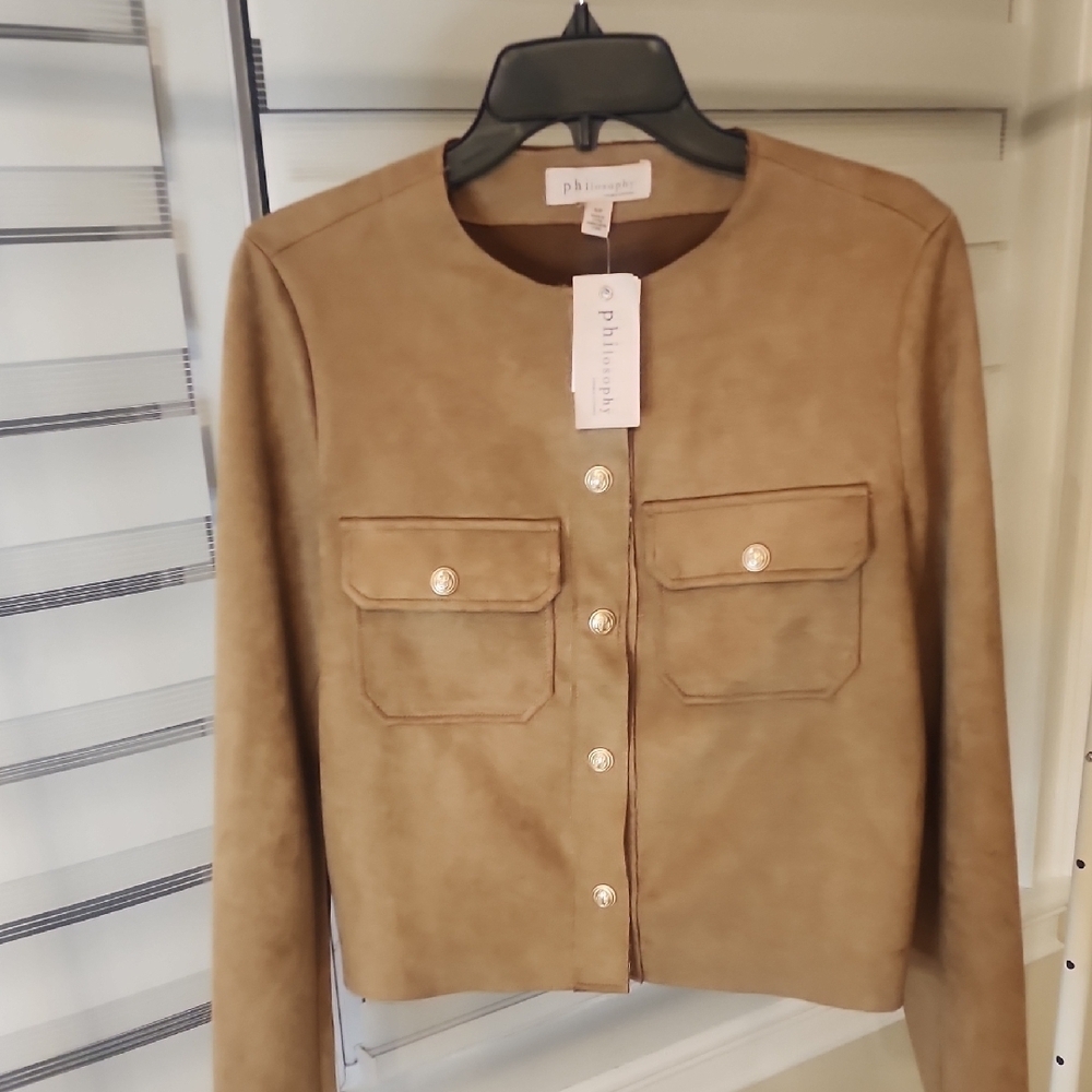 Philosophy Camel Women's Suede Biker Blazer Size S